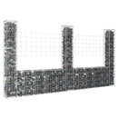 gabionkurv med 3 stolper 260x20x150 cm U-facon jern