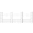 gabionkurv med 4 stolper 380x20x150 cm U-facon jern