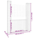 gabionkurv med 2 stolper 140x20x200 cm U-facon jern