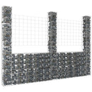 gabionkurv med 3 stolper 260x20x200 cm U-facon jern