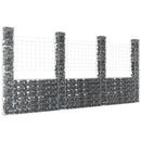 gabionkurv med 4 stolper 380x20x200 cm U-facon jern