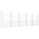 gabionkurv med 6 stolper 620x20x200 cm U-facon jern