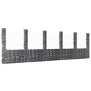gabionkurv med 6 stolper 620x20x200 cm U-facon jern