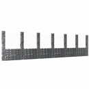 gabionkurv med 7 stolper 740x20x200 cm U-facon jern