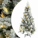 juletræ med sne + lys og grankogler 225 cm PVC og PE