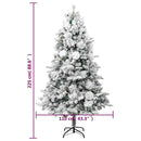 juletræ med sne + lys og grankogler 225 cm PVC og PE