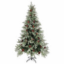 juletræ med grankogler og lys PVC og PE 195 cm grøn og hvid
