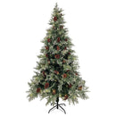 juletræ med grankogler og lys PVC og PE 195 cm grøn og hvid