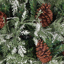 juletræ med grankogler og lys PVC og PE 195 cm grøn og hvid