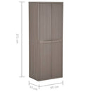 opbevaringsskab til haven 65x45x172 cm PP trælook brun