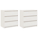 sengeskabe 2 stk. 60x36x64 cm massivt fyrretræ hvid