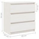 sengeskabe 2 stk. 60x36x64 cm massivt fyrretræ hvid
