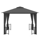 pavillon med sidevægge og dobbelttag 3x3 m antracitgrå