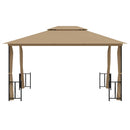 pavillon med sidevægge og dobbelttag 3x4 m gråbrun