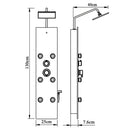 brusepanel 25x47,5x130 cm glas hvid