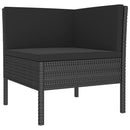 loungesæt til haven 5 dele med hynder polyrattan sort