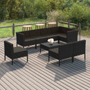 loungesæt til haven 9 dele med hynder polyrattan sort