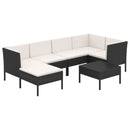 loungesæt til haven 7 dele med hynder polyrattan sort