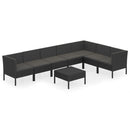 loungesæt til haven 8 dele med hynder polyrattan sort