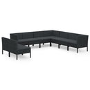 loungesæt til haven 9 dele med hynder polyrattan sort