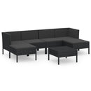 loungesæt til haven 7 dele med hynder polyrattan sort