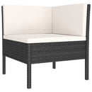 loungesæt til haven 7 dele med hynder polyrattan sort