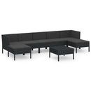 loungesæt til haven 8 dele med hynder polyrattan sort
