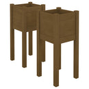 plantekasser 2 stk. 31x31x70 cm massivt fyrretræ gyldenbrun