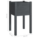 plantekasse 40x40x70 cm massivt fyrretræ grå