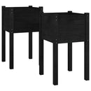 plantekasser 2 stk. 40x40x70 cm massivt fyrretræ sort