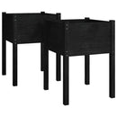 plantekasser 2 stk. 50x50x70 cm massivt fyrretræ sort