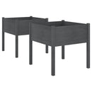 plantekasser 2 stk. 70x70x70 cm massivt fyrretræ grå