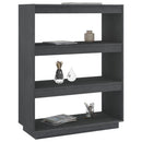 bogreol/rumdeler 80x35x103 cm massivt fyrretræ grå
