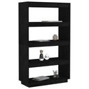 bogreol/rumdeler 80x35x135 cm massivt fyrretræ sort