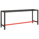 stel til arbejdsbænk 190x50x79 cm metal mat sort og mat rød