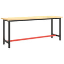 stel til arbejdsbænk 190x50x79 cm metal mat sort og mat rød