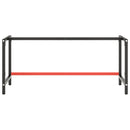 stel til arbejdsbænk 180x57x79 cm metal mat sort og mat rød