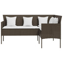 sofasæt med hynder 5 dele L-facon polyrattan brun
