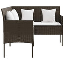 sofasæt med hynder 5 dele L-facon polyrattan brun