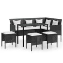 sofasæt med hynder 5 dele L-facon polyrattan sort