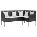 sofasæt med hynder 5 dele L-facon polyrattan sort