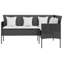 sofasæt med hynder 5 dele L-facon polyrattan sort