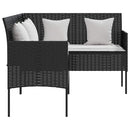 sofasæt med hynder 5 dele L-facon polyrattan sort