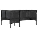 sofasæt med hynder 5 dele L-facon polyrattan sort