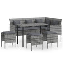 sofasæt med hynder 5 dele L-facon polyrattan grå