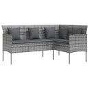 sofasæt med hynder 5 dele L-facon polyrattan grå