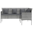 sofasæt med hynder 5 dele L-facon polyrattan grå