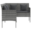 sofasæt med hynder 5 dele L-facon polyrattan grå