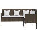 L-formet sofa med hynder polyrattan brun
