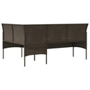L-formet sofa med hynder polyrattan brun